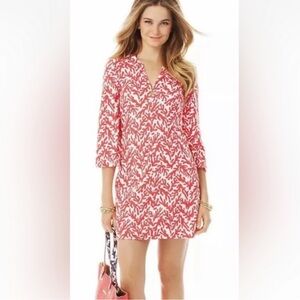 Lilly Pulitzer Valetta Island Coral Treasure Terry V Neck Dress